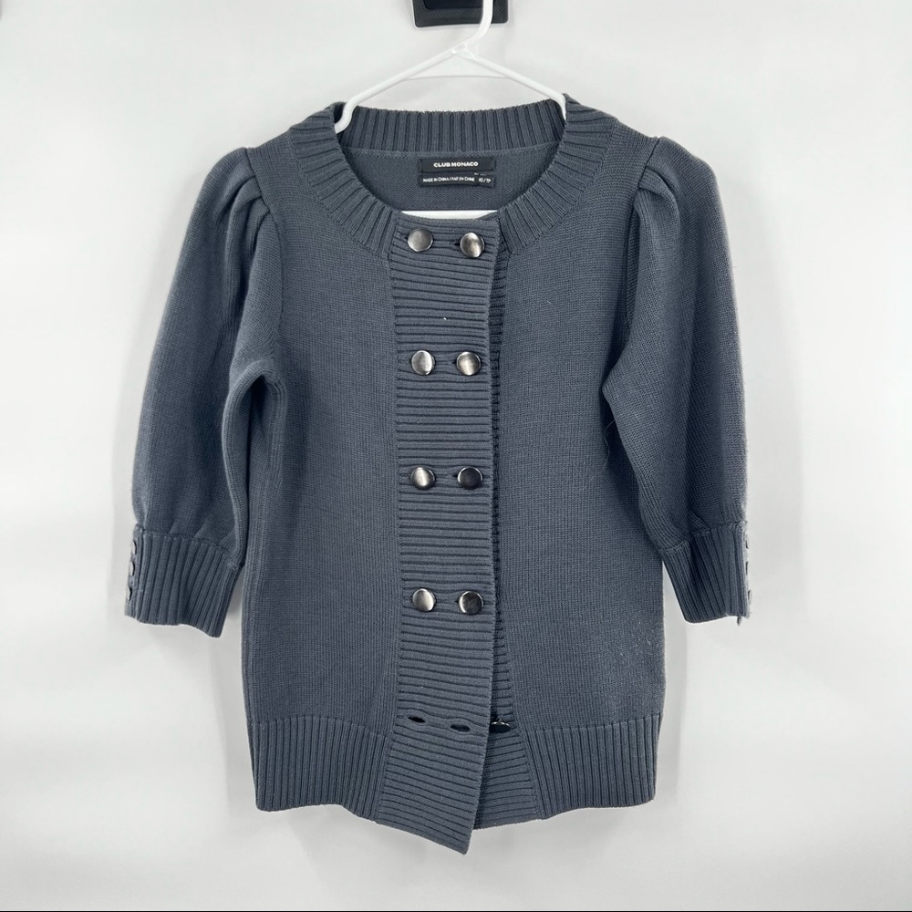 Club Monaco grey CS short sleeve cardigan double button